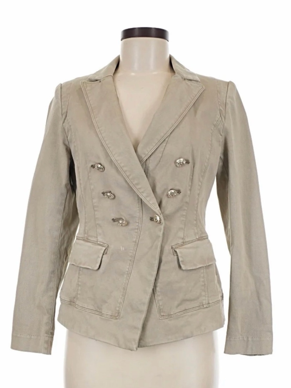 White House black market Classic Women's Double-Breasted Beige Blazer Jacket 0